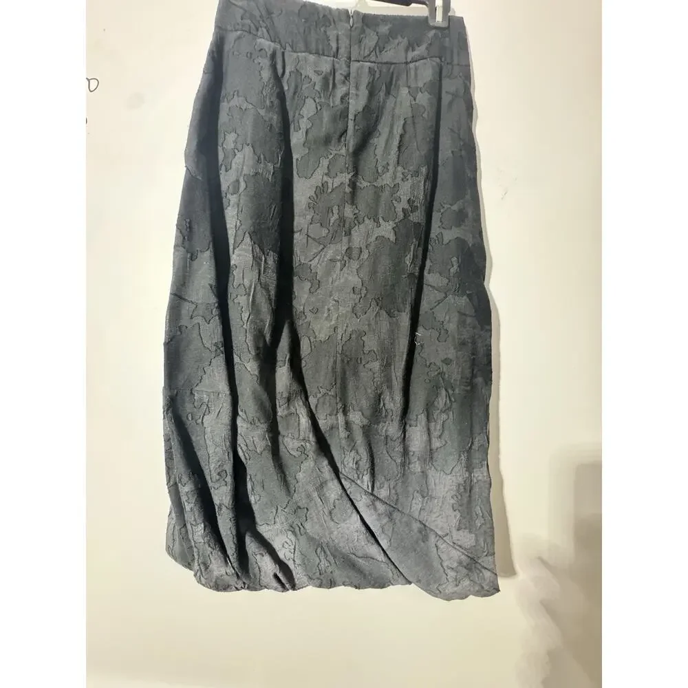 ELEMENTE CLEMENTE Black Jacquard Womens Midi Skirt Size Small See Description